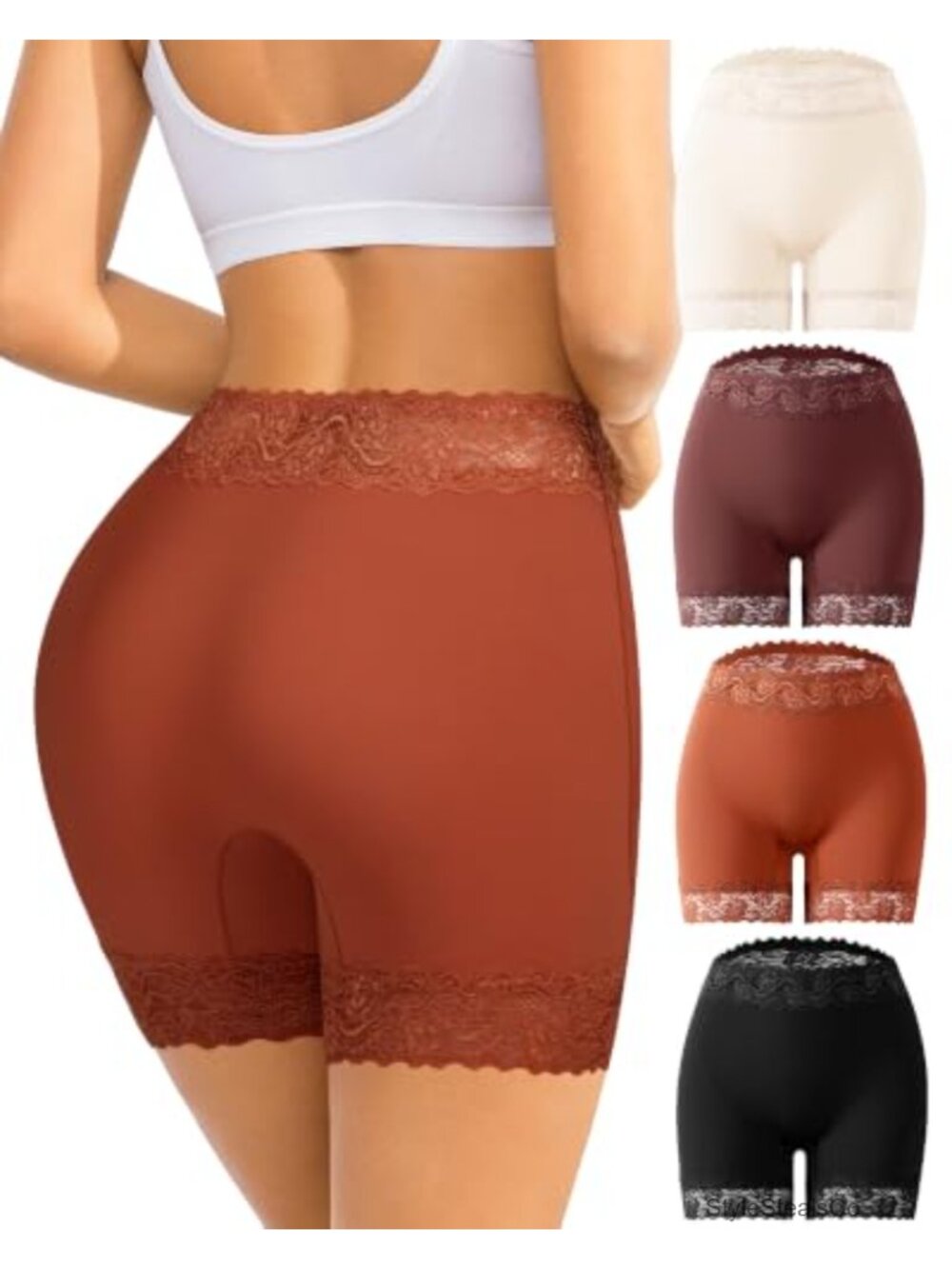 High Waisted Slip Shorts Anti-Chafing Lace Boyshorts Shapewear